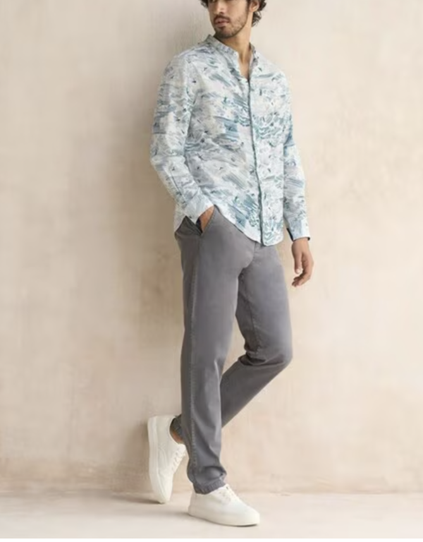 Men Shirt with Band Collar
